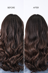 Back View of Hair Before and After Dry Shampoo Use showcasing enhanced shine, reduced oil, and volumized waves.