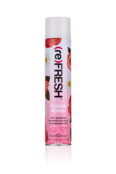 (re)FRESH Flower Power Dry Shampoo with a floral scent, revitalizing hair by absorbing oil for a fresh, clean feel.